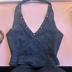 SHEIN Black Star-Embellished Tank Top